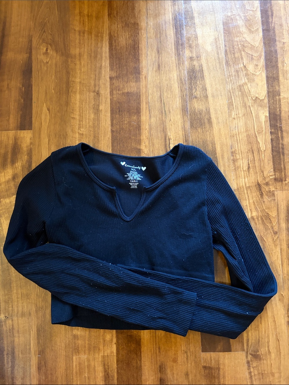 Comfort Colors Black Ribbed Long Sleeve V-Notch Top